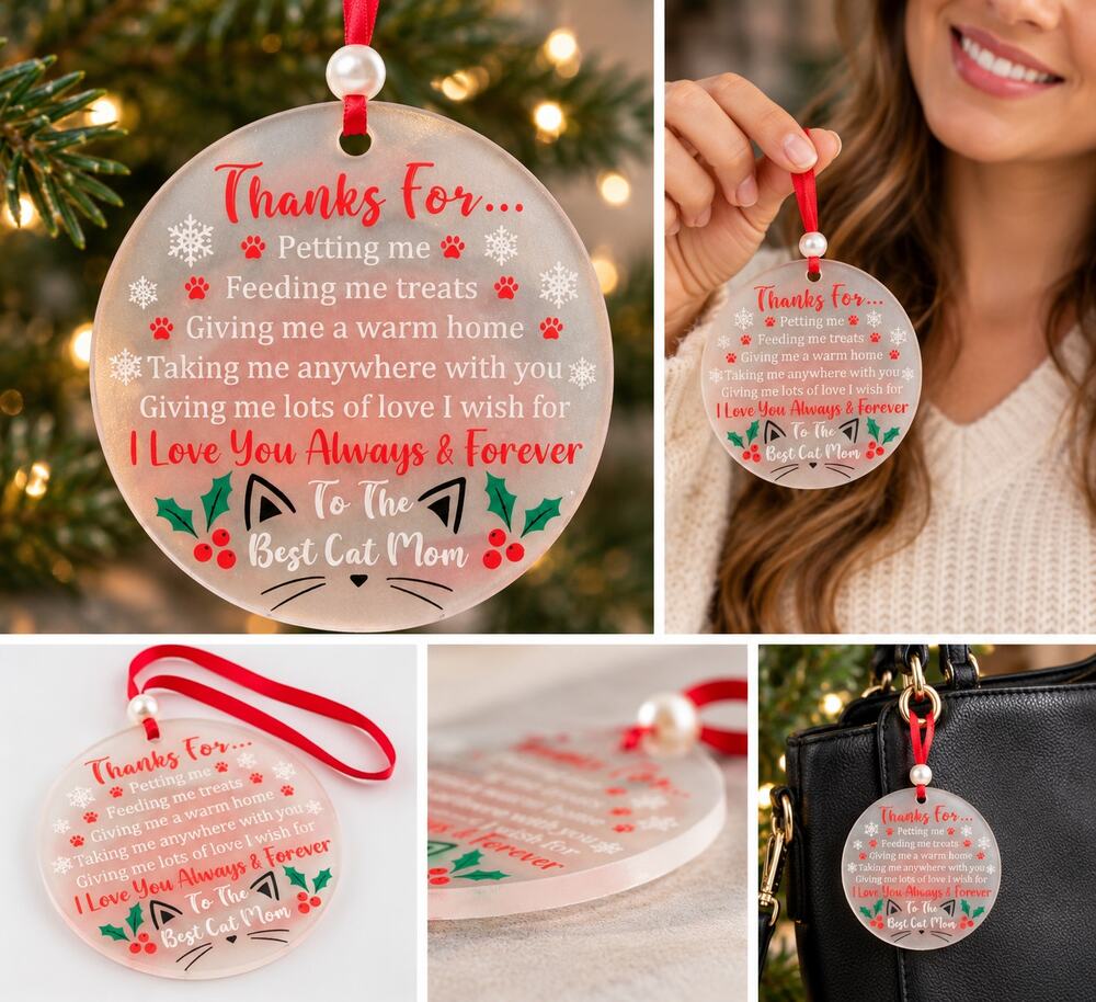 Cat Mom Christmas Ornament – “I Love You Always & Forever”
